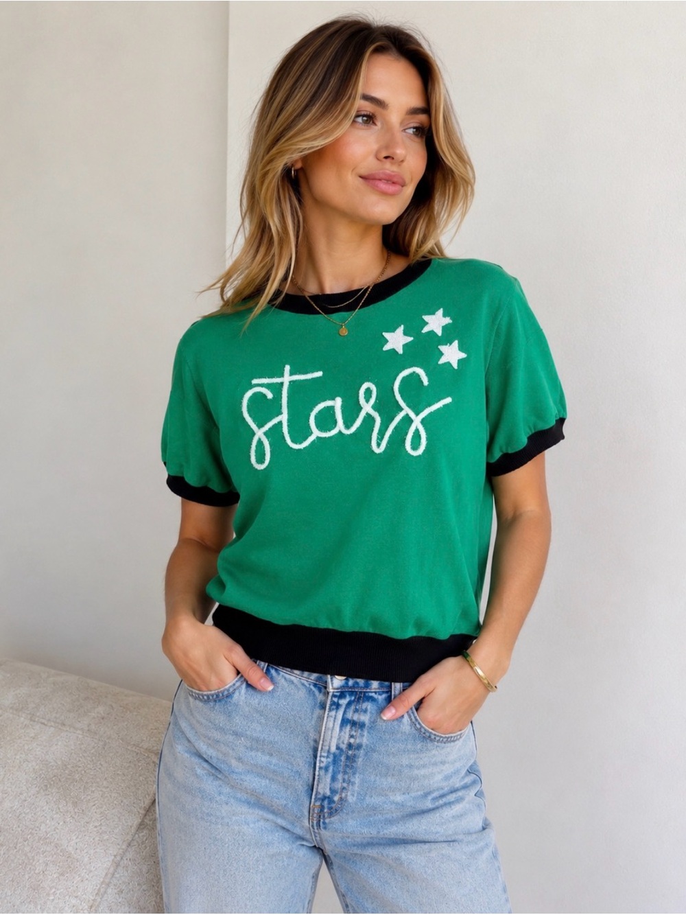 Avara QUEEN OF SPARKLES Green Dallas Stars Top